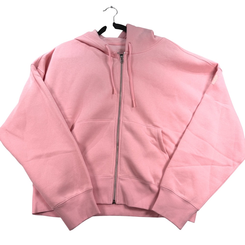 FLEO Essence Crop Zip Hoodie Fleece XL Pink Athleisure Gym Workout Sweatshirt